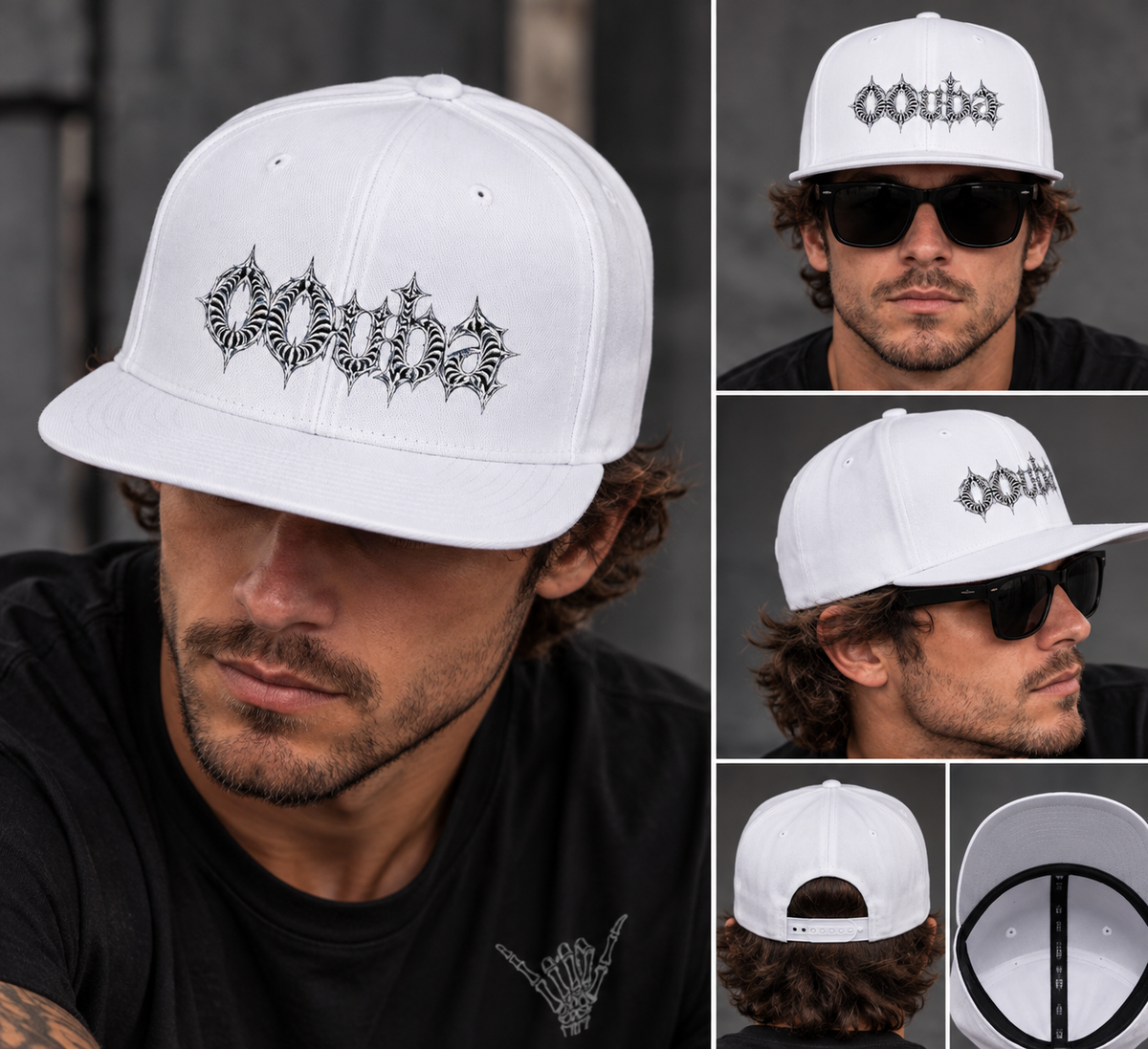 Snapback Hat — Sparkling Snowflake Cluster Embroidery