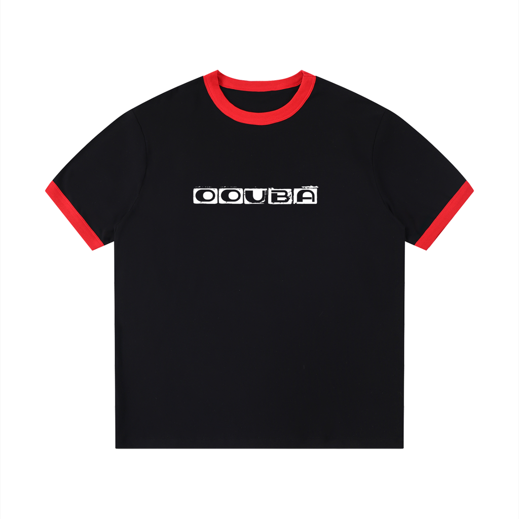 Contrast Edge Ribbed Crewneck T-Shirt