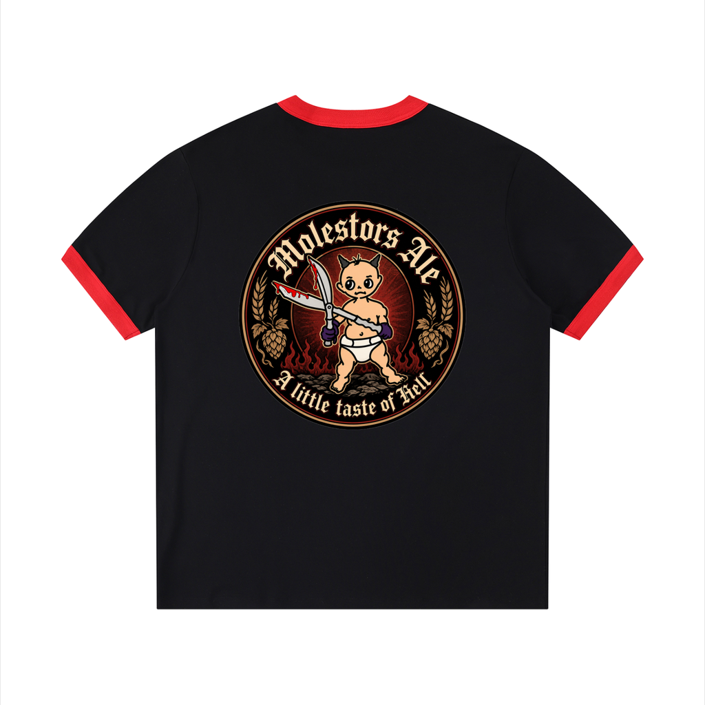 OOuba Molest Hell fundraiser for victims Contrast Edge Ribbed Crewneck T-Shirt