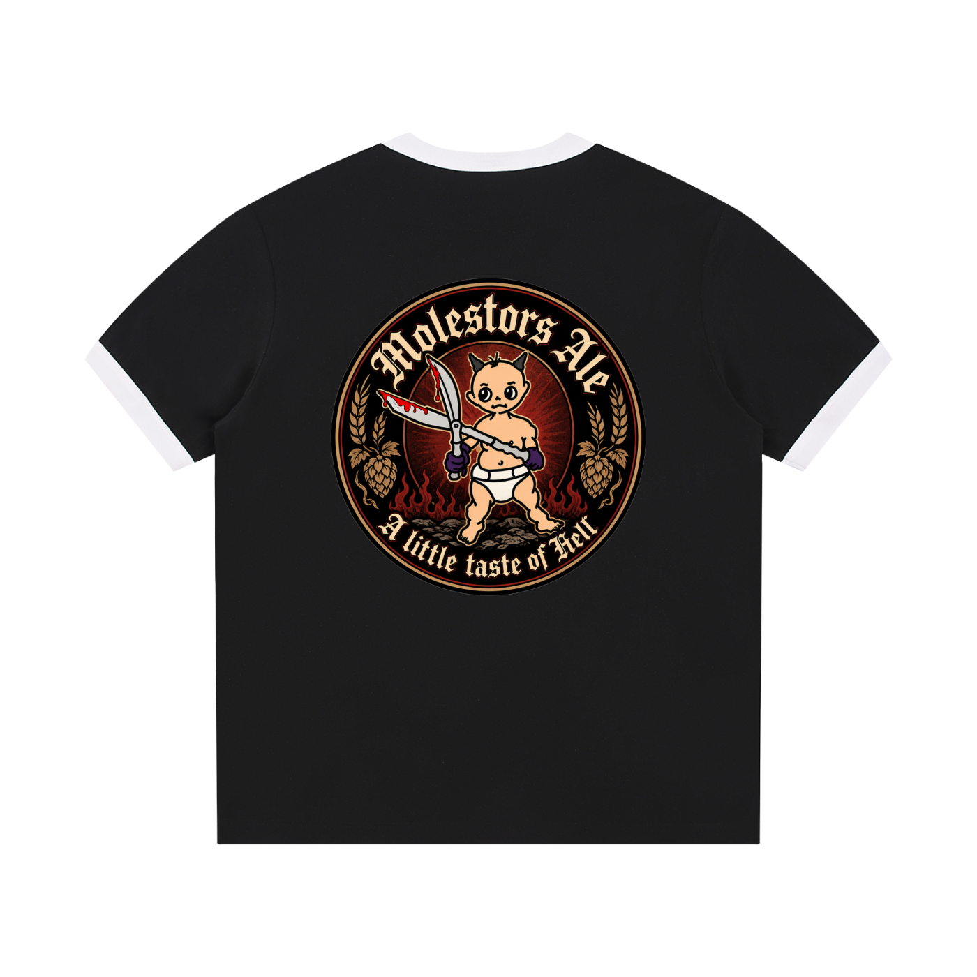 OOuba Molest Hell fundraiser for victims Contrast Edge Ribbed Crewneck T-Shirt